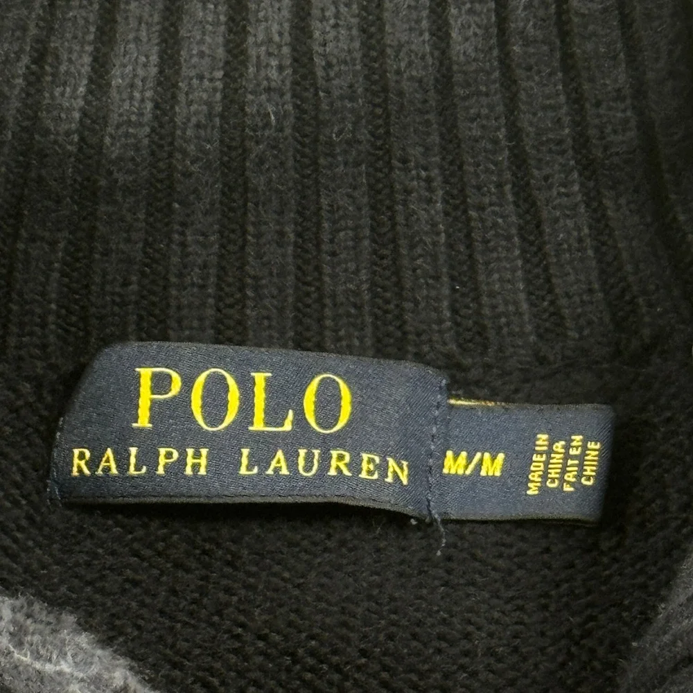 Polo Ralph Lauren Mens Navy Blue Mock Neck Button Cotton Sweater Size M